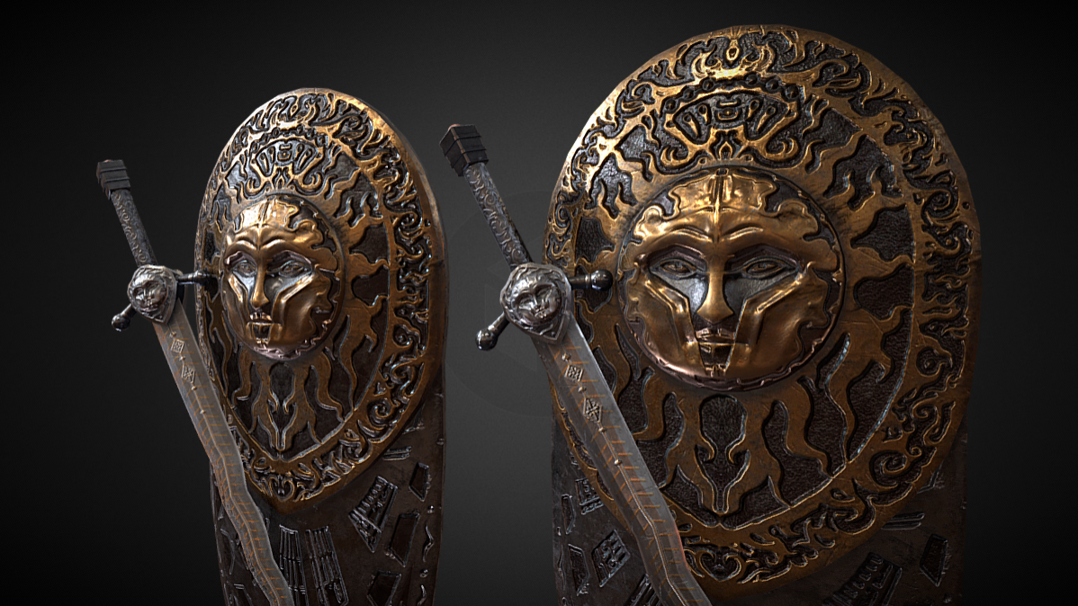 Щит с мечем(For Honor Vortiger-The Black Sun Set) в 3D от Armored Interactive