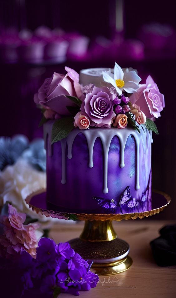 Cake in Purple for Birthday