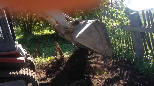 Корчевка пней минипогрузчиком