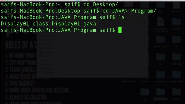 JAVA COMMAND TERMINAL | JAVA PROGRAM | TUTORIAL 1.1 | MAC