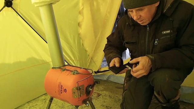 Тест Супер печки в палатку для зимней рыбалки из фреонового баллона. смотреть онлайн