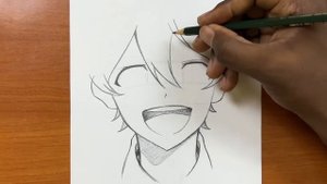 Easy anime sketch || How to draw Happy boy step-by-step