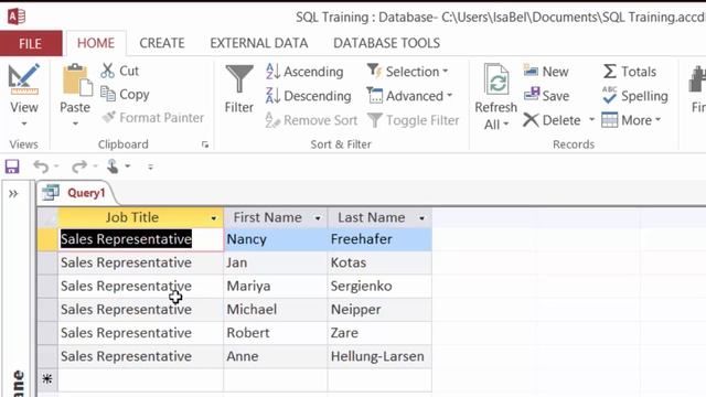 Access SQL - More WHERE Filter Examples
