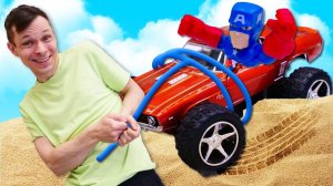 Игры гонки - Прокачиваем тачку Капитана Америка! - Видео супергерои. Игры машинки для мальчиков