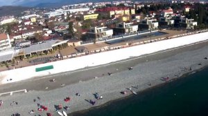 ФТ Сириус (Сочи), пляжи Имеретинки с высоты птичьего полета, январь 2023 года.