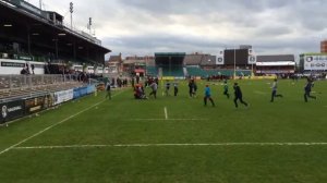 Dragon gets tackled at the Leicester Tigers