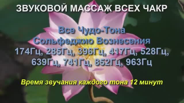 Звуковой массаж всех чакр_ Чудо-Тона 174Гц, 285Гц, 396Гц, 417Гц, 528Гц, 639Гц, 741Гц, 852Гц, 963 Гц