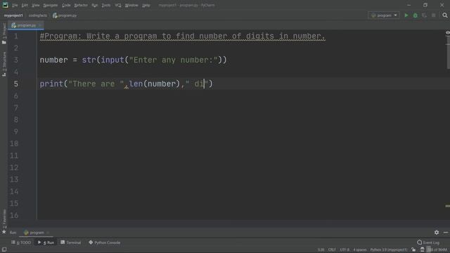 Number of Digits In Given Number | Solutions For Python 100 Exercises | Program37 | CodingFacts