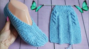 ВЯЖЕМ СЛЕДКИ ИЗ ПРЯМОУГОЛЬНИКА НА ДВУХ СПИЦАХ ⚡.mp4