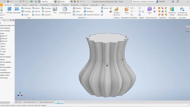 Aula 732 - Modelamento do Vaso Decorativo Ondulado no Inventor 2024