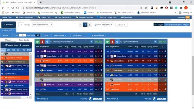How to Build WINNING NFL DFS Lineups (2022) | Fantasy Cruncher Daily Fantasy Football Lineups смотреть онлайн