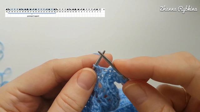 Трендовый джемпер с ажурными листьями - подробный разбор схемы узора.