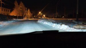 Как светят светодиодные лампы по зимней дороге