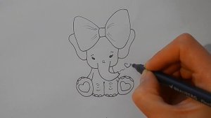 Как ПРОСТО нарисовать МИЛОГО СЛОНИКА, простые рисунки/589/How EASY to draw a CUTE ELEPHANT
