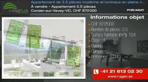 À vendre - Appartement 3.5 pièces Corsier-sur-Vevey-VD, CHF 870'000