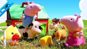 Свинка Пеппа на ферме — Видео про мягкие игрушки для детей — Свинка Пеппа на русском языке
