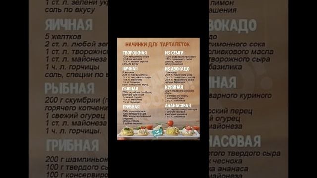 начинки для тарталеток. #рецепты #тарталетки