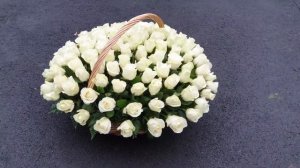Корзина из 101 белой розы