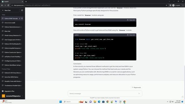 Getting total free RAM from within Python смотреть онлайн