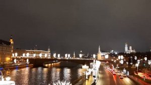 Москва-река, Кремль с парящего моста в Зарядье. Декабрь 2019 года