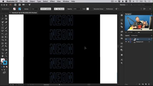 NEON Text Effect Illustrator Tutorial смотреть онлайн
