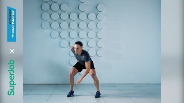 Приседание с отшагиванием в сторону. Прокачай себя с SuperJob и PROTrener смотреть онлайн