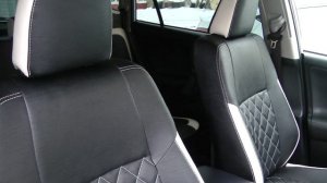 Авточехлы из экокожи для Тойота РАВ 4 4 Поколение Ромб Установка