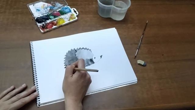 Учимся рисовать Ёжика| Простые рисунки красками| Урок рисования для детей и родителей смотреть онлайн