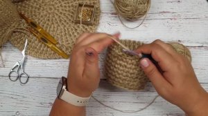 Круглая корзинка из джута крючком