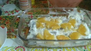 Минтай с морковью,луком, сметаной, апельсином духовке.