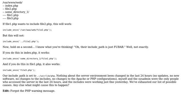 DevOps & SysAdmins: PHP's include/require functions fails for paths with "../" or "./"