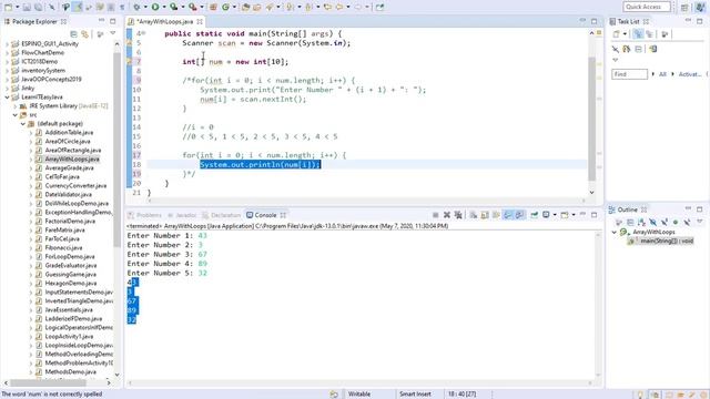 Java Lesson 13.3 - Array (Processing Arrays with Loops)