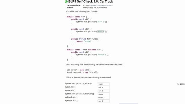 Java Practice It | Self-Check 9.8: carTruck | classes, inheritance смотреть онлайн