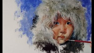 Девочка хантыйка, быстрый этюд маслом.