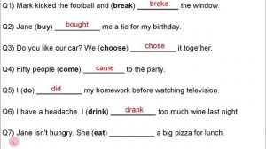 Irregular verbs in the past simple form - QUIZ