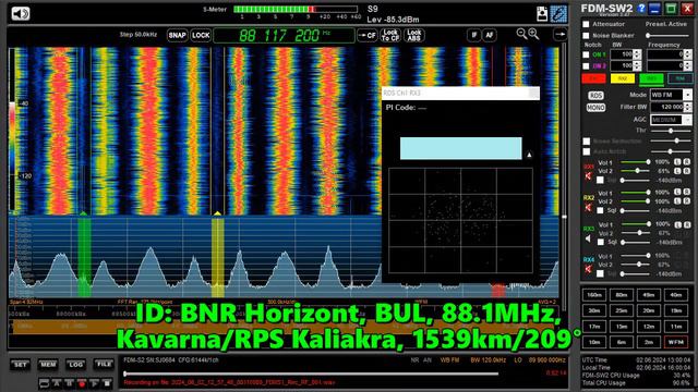 02.06.2024 12:59UTC, [Es], BNR Horizont, Болгария, 88.1МГц, 1539км