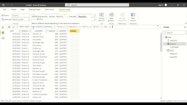 Switch DAX  function in Power BI Desktop