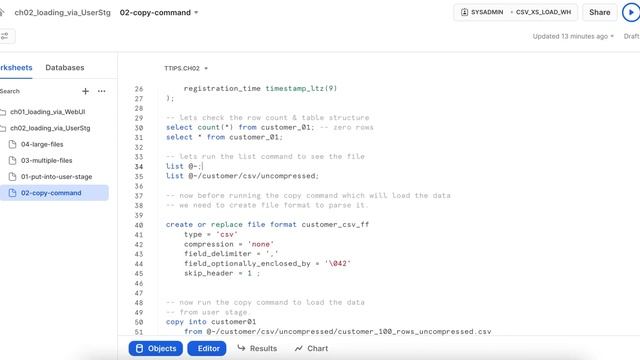 User Stage & CSV Data Loading Into Snowflake | Using SnowSQL CLI | Ch-02 | Snowflake Tutorial смотреть онлайн