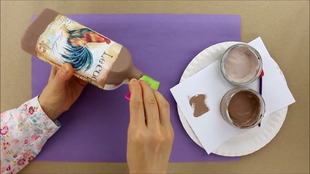 Decoupage bottle - Painted bottle - Decoupage Tutorial - Decoupage for beginners смотреть онлайн
