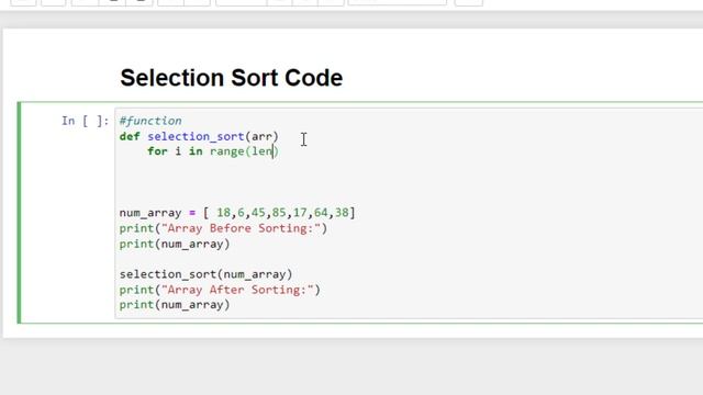 Selection Sort in Python using Jupyter Notebook