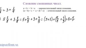 Сложение смешанных чисел с одинаковыми знаменателями