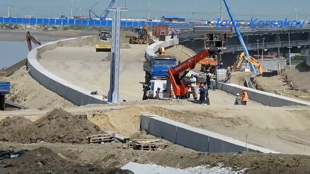 Крымскийиюль 2018мост! ЖД подходы с Тамани. Уст-во гидроизоляции на пролётах МК моста ЖД!