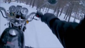 Покатушки зимой на мопеде типа Альфа на шипованой резине