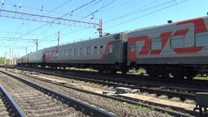 Тепловоз ТЭМ18В-035 с пассажирскими вагонами. Дача Долгорукова 2018