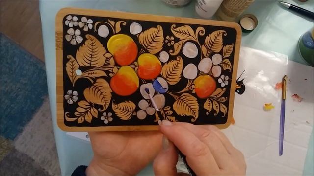 Роспись по дереву яблоки сливы вишня под хохлому смотреть онлайн