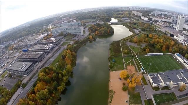 Городской пруд в Зеленограде- видеосъемка с воздуха.