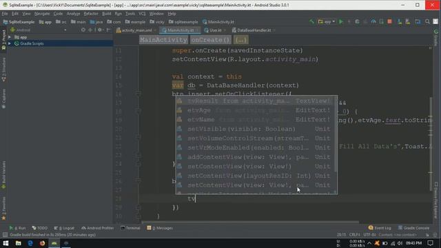 Android Tutorial (Kotlin) - 31 - Read Delete and update SQlite Database Records