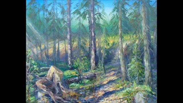Этюд. Весной в еловом лесу.Картина маслом с натуры.Круглова Людмила. смотреть онлайн