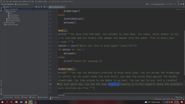 Starting to code a Python Text Adventure Game