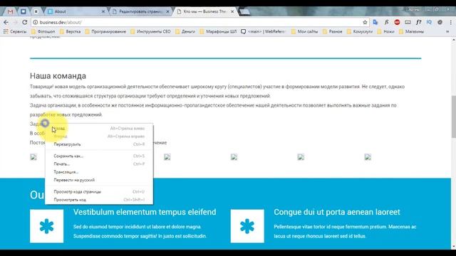 HTML2WP. Серия #7.2. Раздел Наша команда на странице "О нас" через галерею